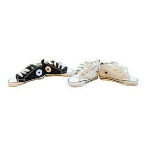 Converse all star 2 pr black & white sz 2 infant/toddler leather chuck taylors